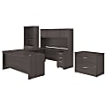 Bush Business Furniture Studio C 72"W x 36"D U Shaped Desk with Hutch, Bookcase and File Cabinets, Storm Gray, Standard Delivery 1 thumbnail image
