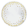 Amscan Metallic Dots Round Plastic Trays, 14", White/Gold, Set Of 2 Trays 1 thumbnail image