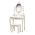 Baxton Studio Macsen Classic And Traditional 2-Piece Vanity Set With Adjustable Mirror, 60-1/4” x 31-1/2”, White