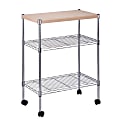 Honey-Can-Do Mini 3-Tier Steel Dining Cart, 29 9/16"H x 23 5/8"W x 13 13/16"D, Chrome/Wood 1 thumbnail image