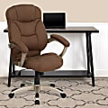 Flash Furniture Ergonomic Microfiber High-Back Chair, Brown/Black/Titanium 1 thumbnail image