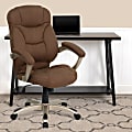 Flash Furniture Ergonomic Microfiber High-Back Chair, Brown/Black/Titanium