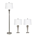 Elegant Designs Tapered Lamps, White Shade/Brushed Nickel Base, Set Of 3 Lamps 1 thumbnail image