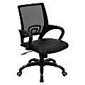 Flash Furniture Mesh/Leather Mid-Back Swivel Task Chair, Black