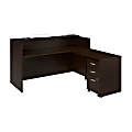 Bush Business Furniture Arrive 72"W L Shaped Reception Desk with Counter and Mobile File Cabinet, Mocha Cherry, Standard Delivery 1 thumbnail image