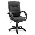 Alera® Strada Series High-Back Leather Chair, 47"H x 21"W x 20"D, Black Frame, Black Leather