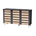 Baxton Studio Gisela 2-Tone 3-Door Shoe Storage Cabinet, Oak/Dark Gray