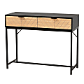 Baxton Studio Jacinth Modern Industrial 2-Tone Wood And Metal 2-Drawer Console Table, 31-1/2”H x 39-7/16”W x 15-3/4”D, Black/Natural Brown Finished