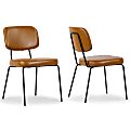 Glamour Home Aven Faux Leather Dining Accent Chairs With Metal Legs, Cappuccino Brown/Black, Set Of 2 Chairs 1 thumbnail image