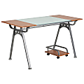 Flash Furniture 55"W Computer Desk With And Glass Top, Cherry/Frost 1 thumbnail image