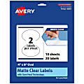 Avery® Permanent Labels With Sure Feed®, 94057-CMF10, Oval, 4" x 6", Matte Clear, Pack Of 20 1 thumbnail image