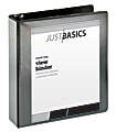 Just Basics® Basic View 3-Ring Binder, 2" Round Rings, Black 1 thumbnail image