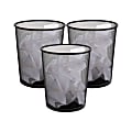 Mind Reader Metal Waste Paper Baskets 4.5-Gallon,13-3/4"H x 11-1/2"W x 11-1/2"L, Black, Set Of 3 Baskets 1 thumbnail image