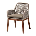 bali & pari Jennifer Mid-Century Transitional Dining Arm Chair, Gray/Walnut Brown