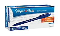 Paper Mate® Comfortmate™ Ultra Retractable Ballpoint Pens, Fine Point, 0.8 mm, Blue Barrel, Blue Ink, Pack Of 12