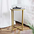 Flash Furniture Round Glass End Table, 23-1/2"H 16"W x 16"D, Clear/Matte Gold