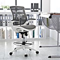 Flash Furniture Mid-Back Transparent Mesh Drafting Chair With Flip-Up Arms, Gray/White
