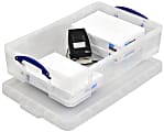 Really Useful Box Plastic Storage Container With Built In Handles And Snap  Lid 4 Liters 14 58 x 10 14 x 3 38 Clear - Office Depot