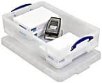 Really Useful Box Plastic Storage Container With Built In Handles And Snap  Lid 17 Liters 18 78 x 15 38 x 8 Clear - Office Depot