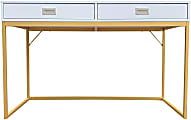 Ace Alma 20"W Student Desk, Grayish Blue/Gold