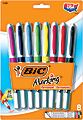 BIC® Marking Permanent Markers, Ultra Fine Tip, Silver Barrels, Assorted Ink Colors, Pack Of 8 Markers 1 thumbnail image
