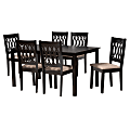 Baxton Studio Florencia Modern 7-Piece Dining Set, 29-3/16”H x 59-1/16”W x 35-7/16”D, Beige/Espresso Brown