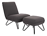 Ave Six Cortina Chair With Ottoman, Black/Gray