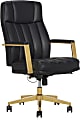 Thomasville® Lyndale Ergonomic Vegan Leather Mid-Back Office Chair, Black/Gold