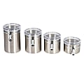Honey Can Do Steel Canister Set, 7-3/8”H x 4-11/16”W x 4-11/16”D, Set Of 4 Canisters