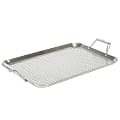 Martha Stewart Amber Cast Aluminum Rectangular BBQ Grill Topper With Handles, 17” x 12”, Silver 1 thumbnail image