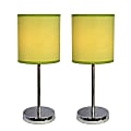 Simple Designs Mini Basic Table Lamp, 11"H, Green Shade/Chrome Base, Set of 2 Lamps 1 thumbnail image