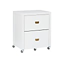 Linon Ari 22"W x 17"D Lateral 2-Drawer Mobile Home Office File Cabinet, White/Gold 1 thumbnail image