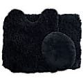 Lavish Home 3-Piece Super Plush Non-Slip Bath Mat Rug Set, Black