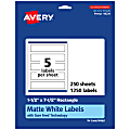 Avery® Permanent Labels With Sure Feed®, 94231-WMP250, Rectangle, 1-1/2" x 7-1/2", White, Pack Of 1,250 1 thumbnail image