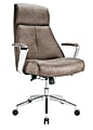 Realspace® Modern Comfort Devley Leath-Aire Executive Bonded Leather High-Back Chair, Chestnut/Chrome