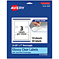 Avery® Glossy Permanent Labels With Sure Feed®, 94247-CGF10, Rectangle, 2-1/2" x 7", Clear, Pack Of 30 1 thumbnail image
