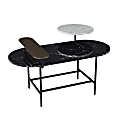 SEI Arcklid Faux Marble Cocktail Table, 23"H x 42"W x 30"D, Black/Gold/White
