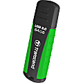 Transcend 64GB JetFlash 810 USB 3.0 Flash Drive - 64 GB - USB 3.0 - Black, Green - Lifetime Warranty