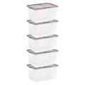 Iris® Snap Top Storage Boxes, 14.5 Gallon, Clear, Set Of 5 Boxes 1 thumbnail image