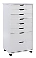 Linon Casimer 8-Drawer Rolling Home Office Storage Cart, White