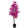 Nearly Natural Bougainvillea 48”H Artificial Tree With Planter, 48”H x 19”W x 9”D, Purple/Black