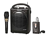 PylePro PWMA200 Rechargeable Portable PA System With Wireless Lavalier/Headset Microphone and 1 Wired Microphone, Black