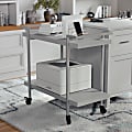 Martha Stewart Liam 2-Tier Office Storage And Printer Cart, Gray/Brushed Nickel