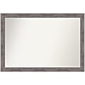 Amanti Art Narrow Non-Beveled Rectangle Framed Bathroom Wall Mirror, 27-1/2” x 39-1/2”, Pinstripe Plank Gray