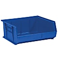 Partners Brand Plastic Stack & Hang Bin Boxes, Medium Size, 14 3/4" x 16 1/2" x 7", Blue, Pack Of 6