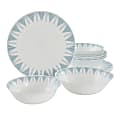 Ultra by Gibson Piper Point 12-Piece Opal Glass Dinnerware Set, White/Blue Accents 1 thumbnail image