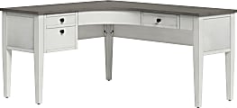 Whalen® Floor Display Lagron 60"W Wood L-Shaped Corner Desk, Arctic White/Shadow Gray 1 thumbnail image