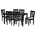 Baxton Studio Deanna Modern 7-Piece Dining Set, 29-3/16”H x 59-1/16”W x 35-7/16”D, Gray/Dark Brown