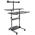 Mount-It! MI-7972 Mobile Standing Desk Workstation, With Dual-Monitor Mount, 72-1/4"H x 39-1/2"W x 26"D, Silver 1 thumbnail image