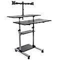 Mount-It! MI-7972 Mobile Standing Desk Workstation, With Dual-Monitor Mount, 72-1/4"H x 39-1/2"W x 26"D, Silver